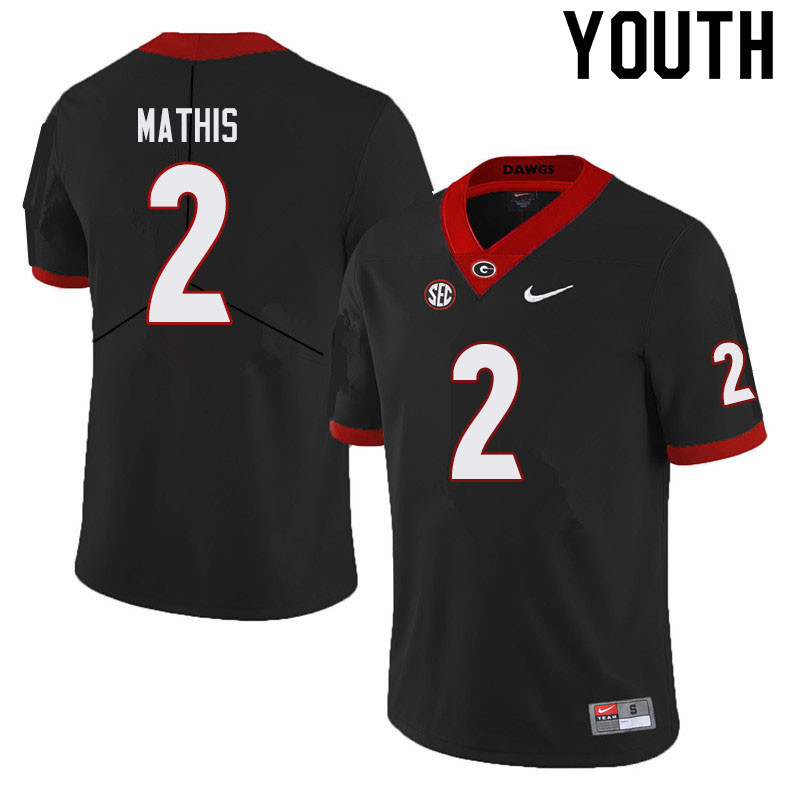 Youth #2 D'Wan Mathis Georgia Bulldogs College Football Jerseys Sale-Black - Click Image to Close